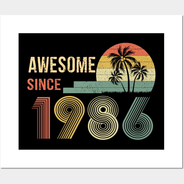 36 Years Old Awesome Since 1986 Gifts 36th Birthday Gift Wall Art by peskybeater